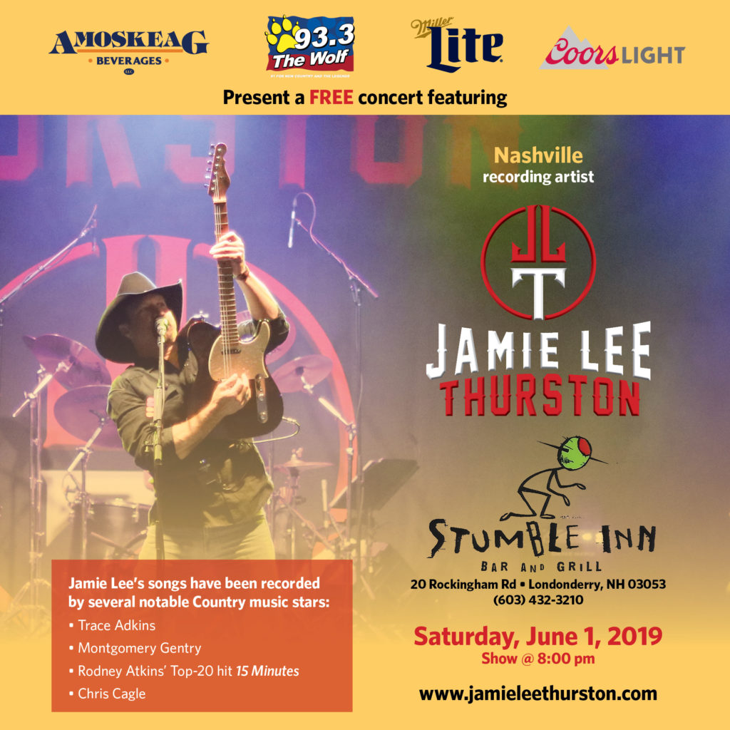 Jamie Lee Thurston Free Concert in Londonderry On Saturday June 1   The Wolf